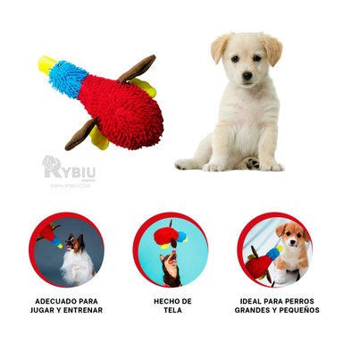 MUÑECO PERROS RYBIU PET PATO EN ROJO Y CELESTE + BANDERITAS ADHESIVAS