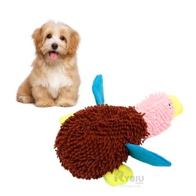 PELUCHE PERROS RYBIU SUAVE PATO MARRON Y ROSADO + STICKERS