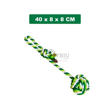 SOGA ALGODÓN PERROS RYBIU VERSATIL Y PELOTA EN VERDE + REGALO LIGAS PEINAR