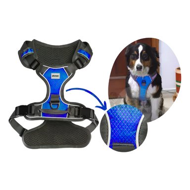 ARNÉS PERROS MA30092 RYBIU COMODO CON CORREAS AJUSTABLES S AZUL + STICKERS