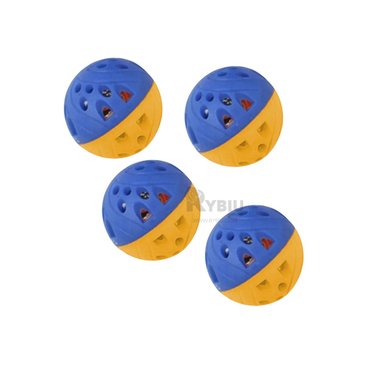 PELOTA PERROS Y GATOS RYBIU DURADERA EN AZUL Y AMARILLO + ENVOLTORIO REGALO