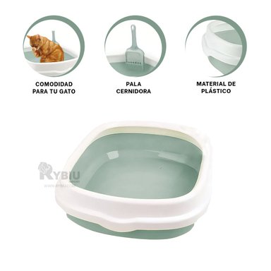 ARENERO GATOS RYBIU MA30905 RESISTENTE 48X40X12.5 VERDE + PAPEL REGALO