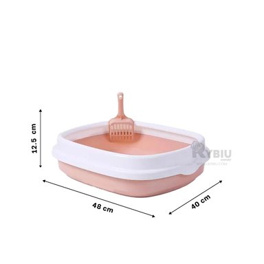 BANDEJA GATOS RYBIU MA30904 PRACTICA 48X40X12.5 ROSADO + BANDERITAS ADHESIVAS