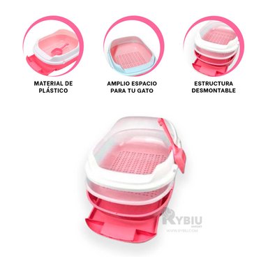 ARENERO GATOS RYBIU MA30897 RECIPIENTE BANDEJA ABIERTO ROSADO + ENVOLTORIO REGALO