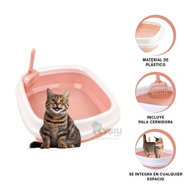 ARENERO GATOS RYBIU MA30903 CAJA COMPACTA ESTABLE 40X33X11 ROSADO + REGALO AGENDITA