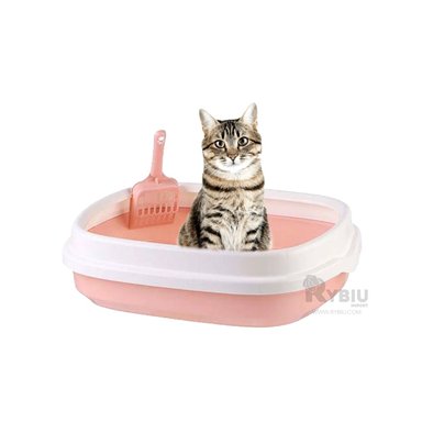 ARENERO GATOS RYBIU MA30903 LITERA EFICIENTE 40X33X11 ROSADO + BANDERITAS ADHESIVAS