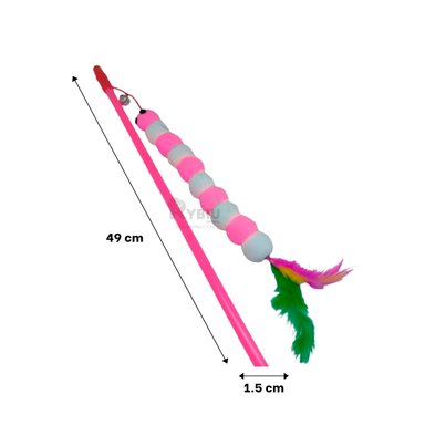 BASTON GATOS RYBIU INNOVADOR CON BOLITAS ROSADO + BANDERITAS ADHESIVAS
