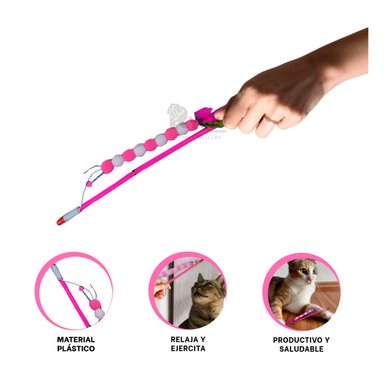 PALO FELINOS RYBIU DESESTRESANTE EN ROSADO + STICKERS