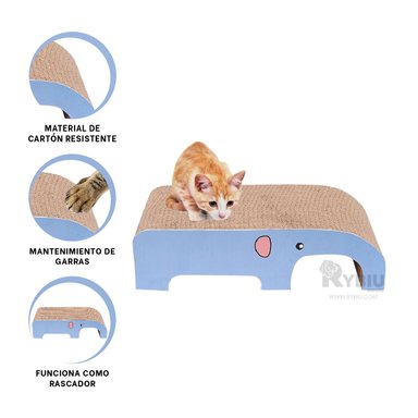 FROTADOR MASCOTA FELINA RYBIU ECOLOGICO MARRON + STICKERS