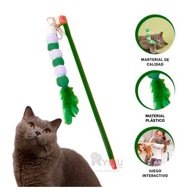 PALO GATOS RYBIU CON DISEÑO BOLITAS EN VERDE + AGENDITA