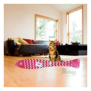 RASCADOR GATOS RYBIU EN FORMA PEZ MARRON + REGALO LIGAS PEINAR