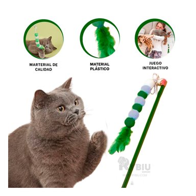 BASTON GATOS RYBIU INNOVADOR CON BOLITAS VERDE + BANDERITAS ADHESIVAS