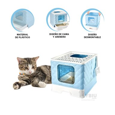 ARENERO GATOS RYBIU MA29057 CAJA SANITARIA LAMPA CELESTE + STICKERS