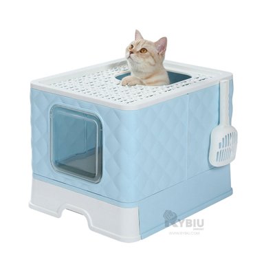 CONTENEDOR GATOS RYBIU MA29057 RESIDUOS UTIL CELESTE + BANDERITAS ADHESIVAS