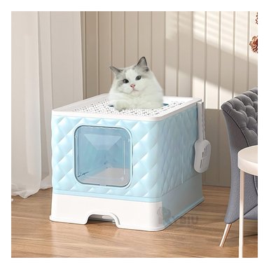 ARENERO GATOS RYBIU MA29057 CAJA ARENA DISEÑO CAMA FUNCIONAL CELESTE + MINIAGENDA - 2