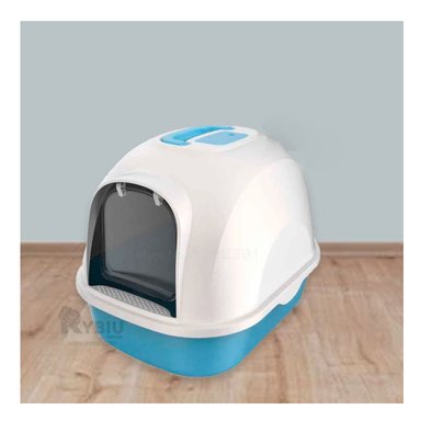 SANITARIO GATOS RYBIU MA30919 COMPACTO COMODO CELESTE + STICKERS
