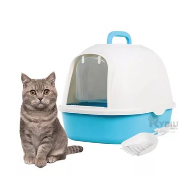 ARENERO GATOS RYBIU MA30919 CAJA ARENA ERGONOMICA CELESTE + BANDERITAS ADHESIVAS