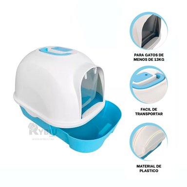 SANITARIO GATOS RYBIU MA30919 PLASTICO CELESTE + ENVOLTORIO REGALO - 3