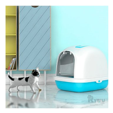 SANITARIO GATOS RYBIU MA30919 PLASTICO CELESTE + ENVOLTORIO REGALO - 4