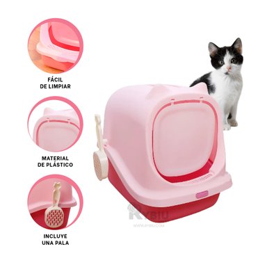 ARENERO GATOS RYBIU MA30918 CAJA ARENA SANITARIA ROSADO + STICKERS - 3