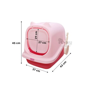 ARENERO GATOS RYBIU MA30918 CAJA ARENA ACCESORIOS ROSADO + STICKERS