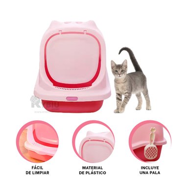 SANITARIO GATOS RYBIU MA30918 BONITO RESISTENTE ROSADO + LIGAS REGALO