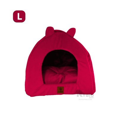 CAMA MASCOTAS MA29110 RYBIU IGLU ROJO TALLA L + BANDERITAS ADHESIVAS