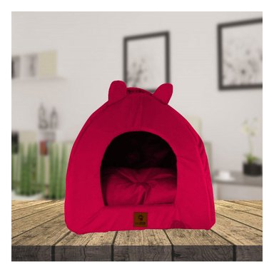 CAMA MASCOTAS MA29110 RYBIU ACOLCHONADA EN FORMA IGLU ROJO TALLA L
