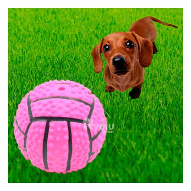 PELOTA PERROS RYBIU RAYAS CON RELIEVE ROSADO + PAPEL REGALO