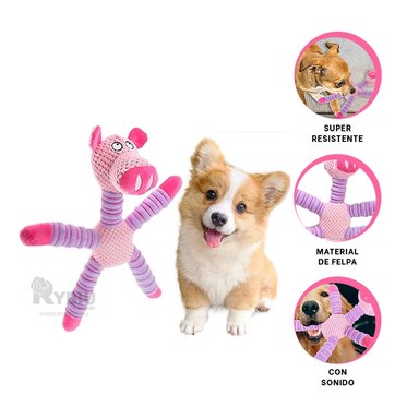 JUGUETE PERROS FELPA MA29653 CERDO BONITO ROSADO + REGALO LIGAS PEINAR RYBIU