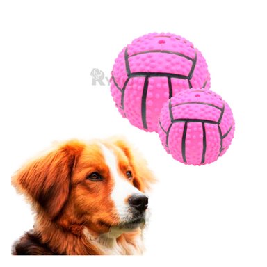 JUGUETE CAUCHO PERROS MA29649 ATRACTIVO CON SONIDO ROSADO + STICKERS RYBIU