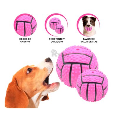 JUGUETE CAUCHO PERROS MA29649 EN FORMA PELOTA ROSADO + MINIAGENDA RYBIU