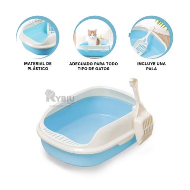 BAÑO GATOS RYBIU MA30907 FELINO TRANSPORTABLE AZUL + ENVOLTORIO REGALO - 3