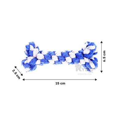HUESITO JUGUETE ALGODÓN PERROS MA29938 DURABLE AZUL + LIGAS REGALO RYBIU