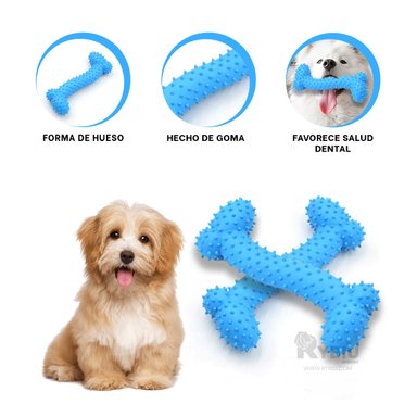 HUESO JUGUETE PERROS MA29650 CELESTE + ENVOLTORIO REGALO RYBIU