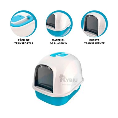 URINARIO GATOS RYBIU MA30912 CERRADO LLAMATIVO CELESTE + STICKERS