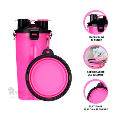 BEBEDOR PERRO Y GATO MA29627 RYBIU MASCOTAS ROSADO + ENVOLTORIO REGALO