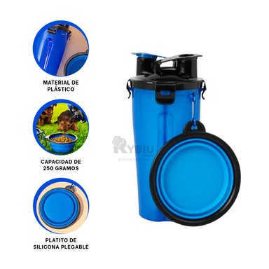 DISPENSADOR PERRO Y GATO MA29628 RYBIU COMIDA MASCOTAS AZUL + REGALO AGENDITA