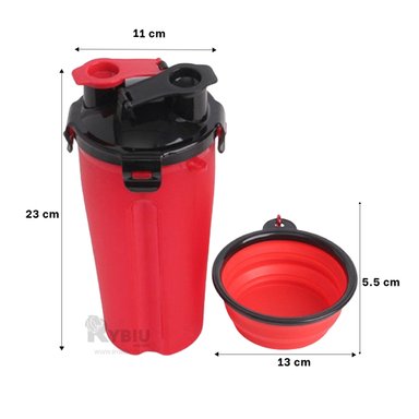 DISPENSADOR PERRO Y GATO MA29629 RYBIU CON PLATO ROJO + REGALO LIGAS PEINAR