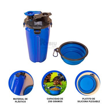 BEBEDOR PERRO Y GATO MA29628 RYBIU RESISTENTE CON PLATO AZUL + REGALO STICKERS