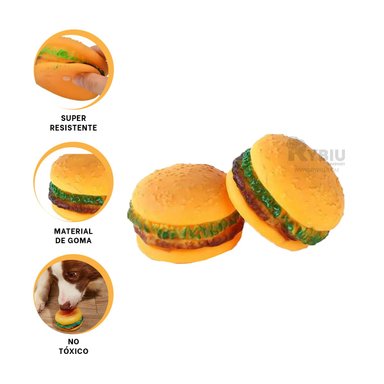 JUGUETE MASCOTAS RYBIU HAMBURGUESA DIVERTIDA AMARILLO + REGALO STICKERS
