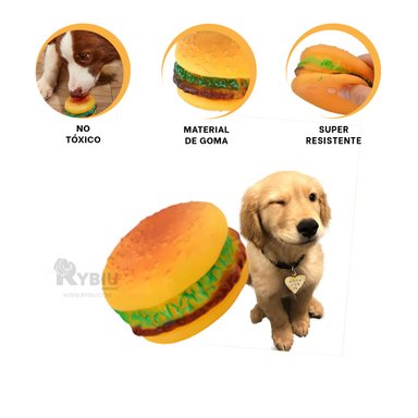 JUGUETE PERROS RYBIU HAMBURGUESA AMARILLO + ENVOLTORIO REGALO