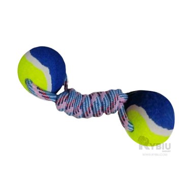 PELOTA ALGODÓN PERRO RYBIU COLORACION AMARILLO + STICKERS