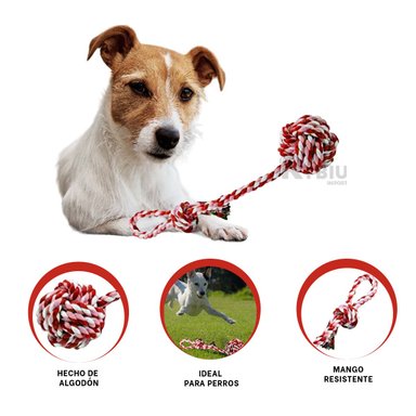 JUEGO ALGODÓN PERRO RYBIU PELOTA ROSADO Y ROJO + POST-IT ADHESIVOS