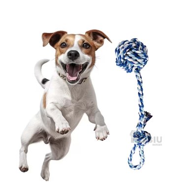 JUGUETE ALGODÓN PERROS RYBIU SOGA RESISTENTE AZUL Y CELESTE + PAPEL REGALO