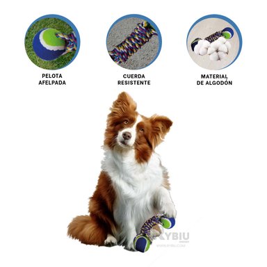 PELOTA ALGODÓN MASCOTAS RYBIU RESISTENTE AZUL + AGENDITA