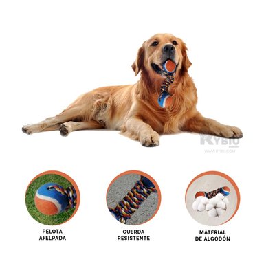 PELOTILLA ALGODÓN PERROS RYBIU CON CUERDA ANTIESTRES NARANJA + POST-IT ADHESIVOS