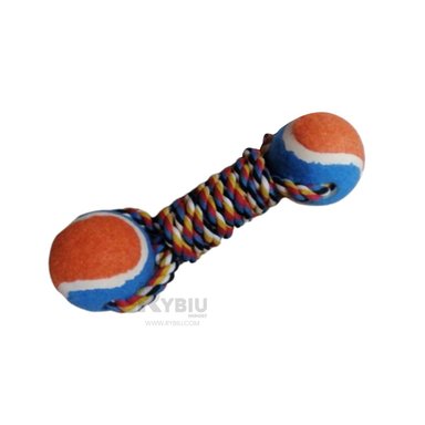 PELOTA ALGODÓN PERROS RYBIU EN FORMA CUERDA NARANJA + STICKERS