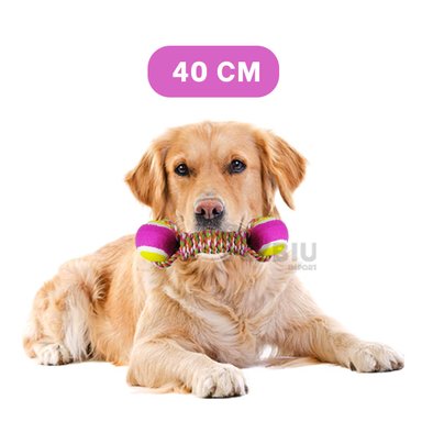 JUEGO ALGODÓN PERROS RYBIU 2 PELOTAS ROSADO + REGALO LIGAS PEINAR