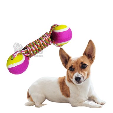 JUGUETE ALGODÓN PERROS RYBIU CON CUERDA RESISTENTE ROSADO + PAPEL REGALO